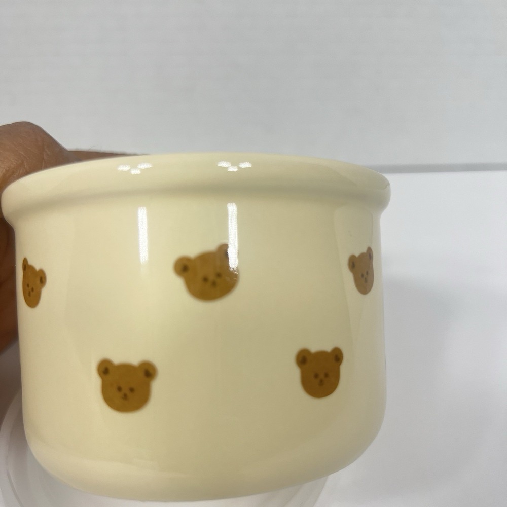 Cute Teddy Bear Ceramic Baby Food Bowl w Silicone Lid 200ml BPA Free